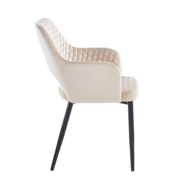 Velvet chair (beige) - black frame K3B