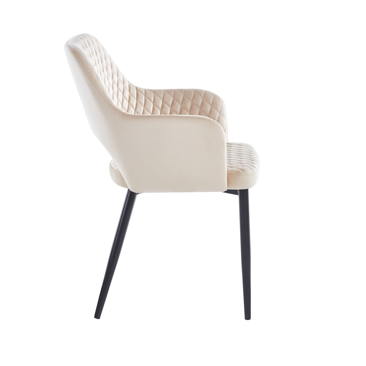 Velvet chair (beige) - black frame K3B