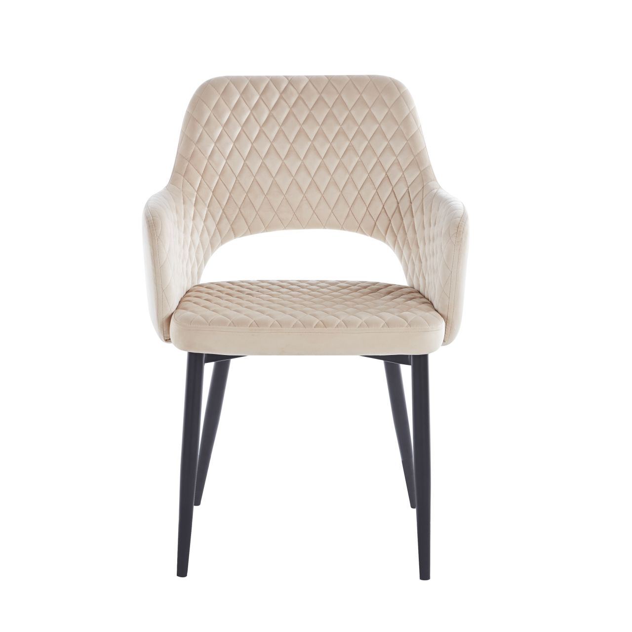 Velvet chair (beige) - black frame K3B
