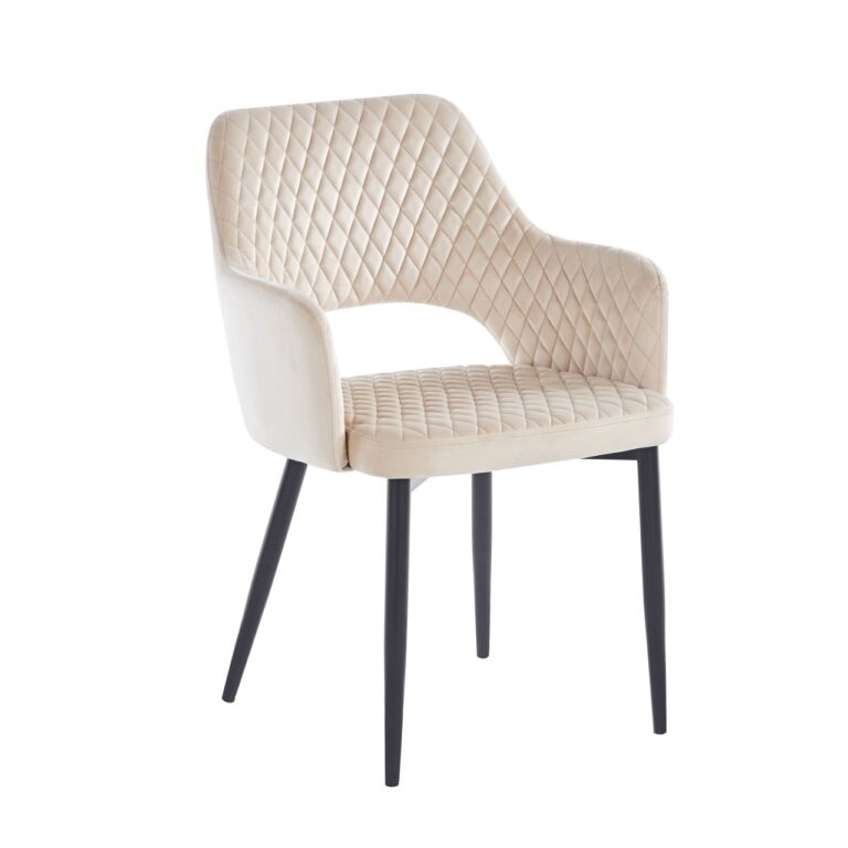 Velvet chair (beige) - black frame K3B