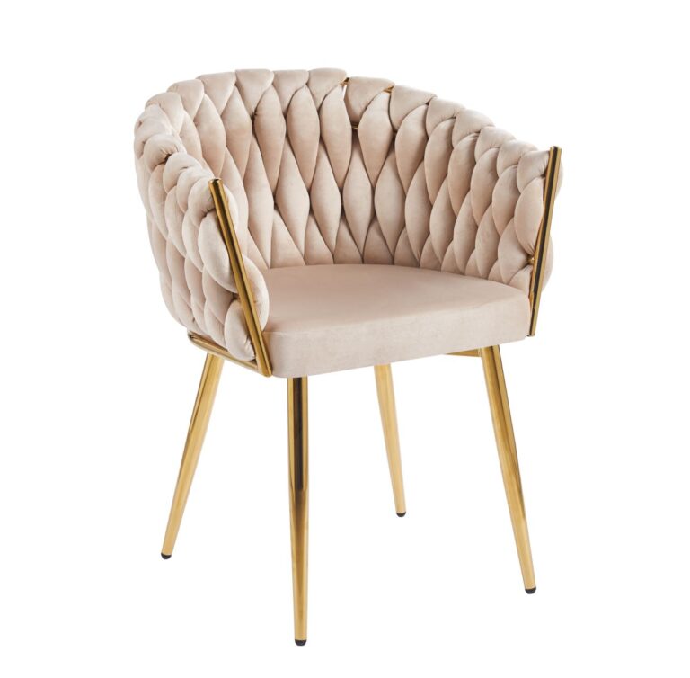 Velvet chair (beige) - gold frame K7G