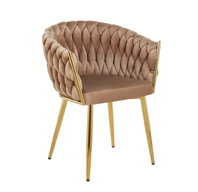 Velvet chair (cappuccino) - gold frame K7(G)