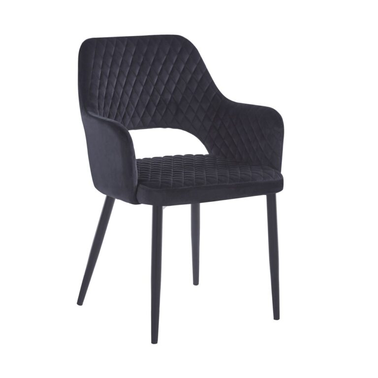 Velvet chair (black) - black frame K3B