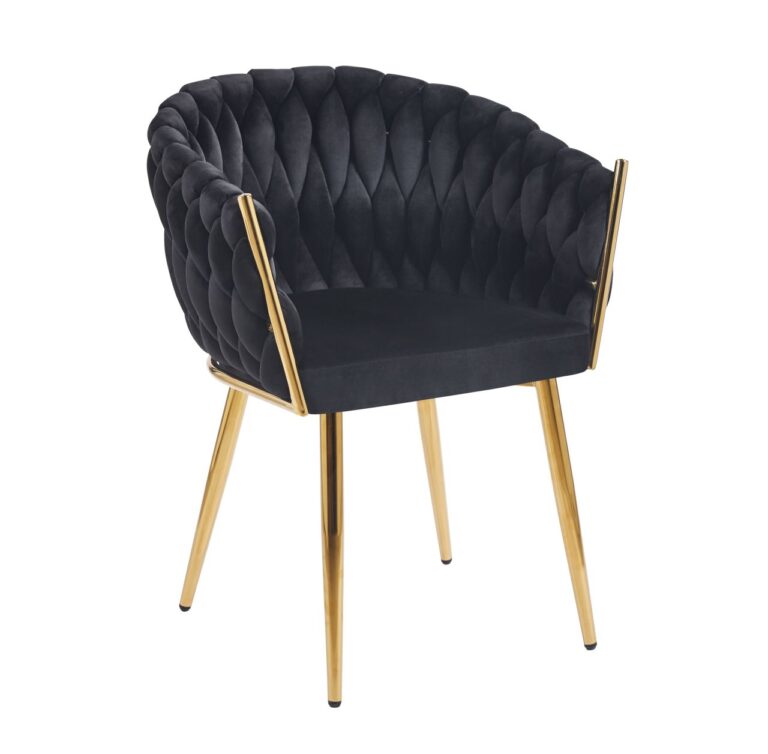 Velvet chair (black) - gold frame K7G