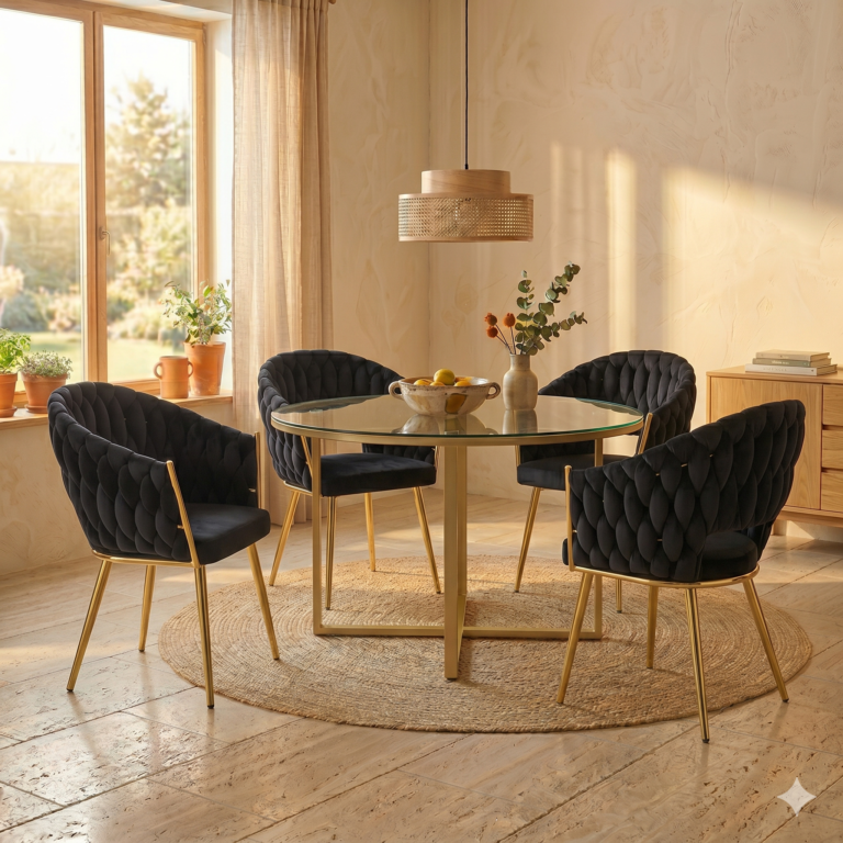 Velvet chair (black) - gold frame K7G