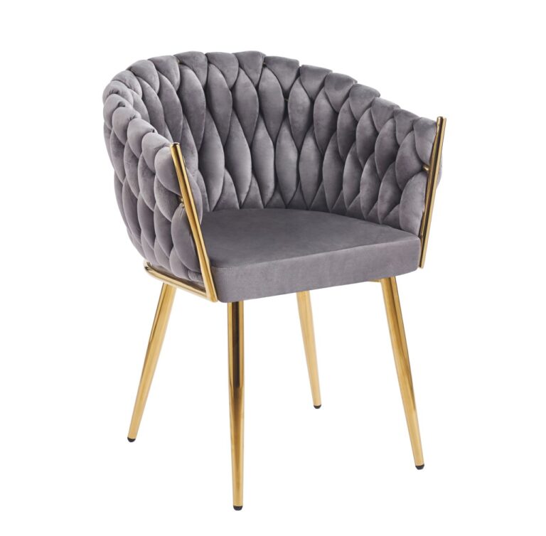 Velvet chair (gray) - gold frame K7G