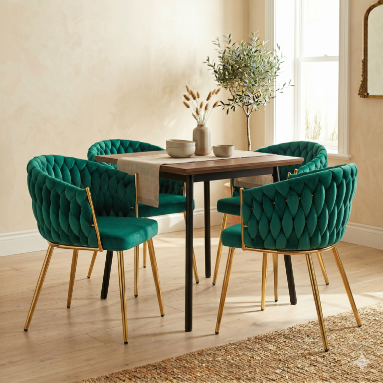 Velvet chair (green) - gold frame K7G