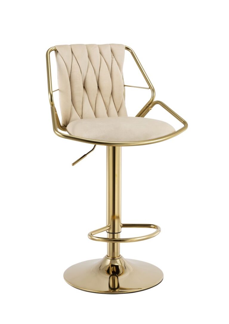 Beiger Velours-Barhocker (Velvet) – goldfarbenes Gestell