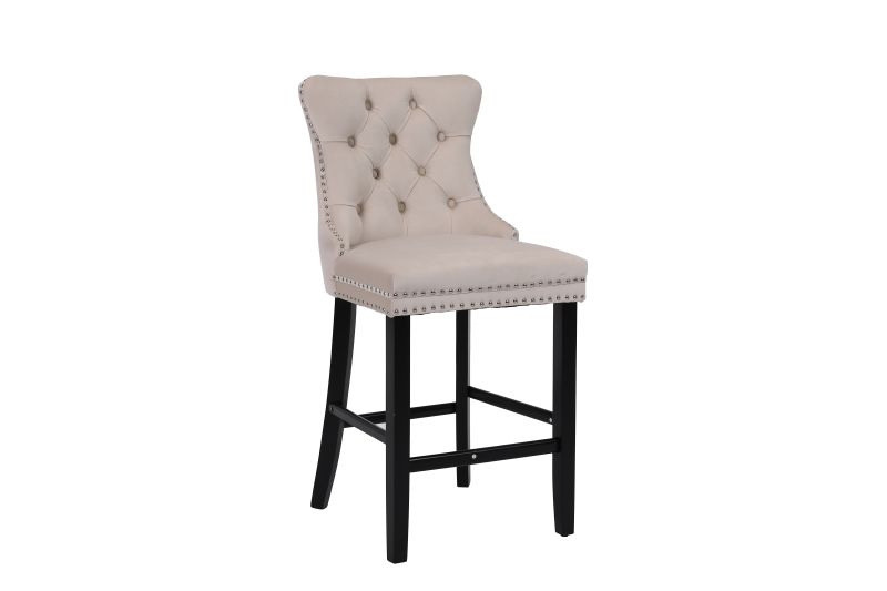 Beiger Velours-Barhocker (Velvet)
