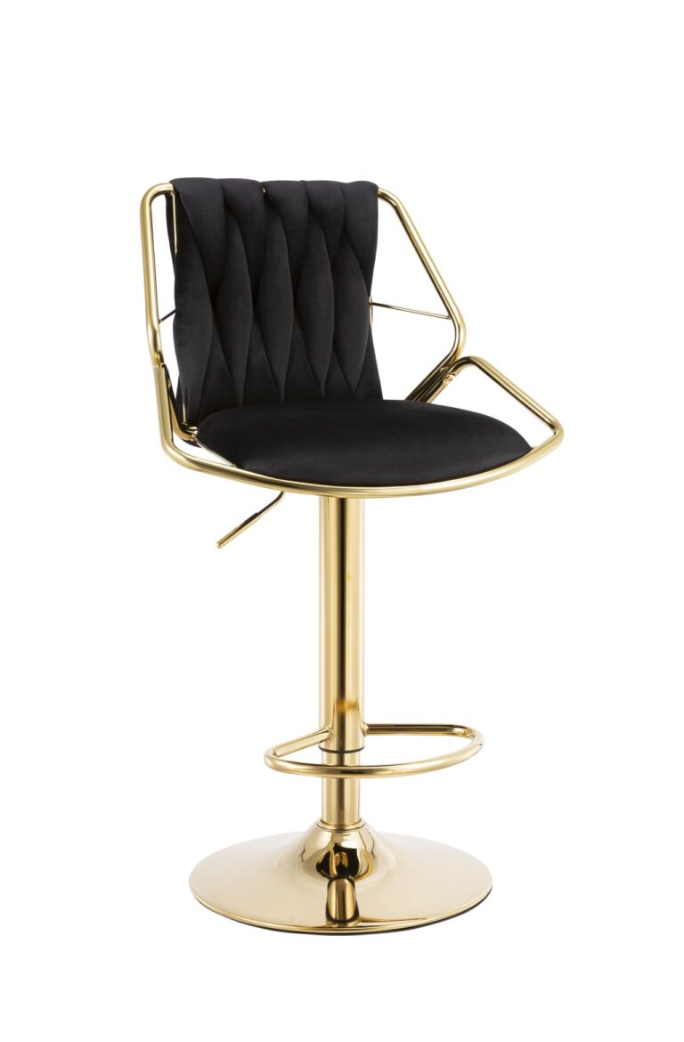 Velours-Barhocker (Velvet) in Schwarz – goldenes Gestell