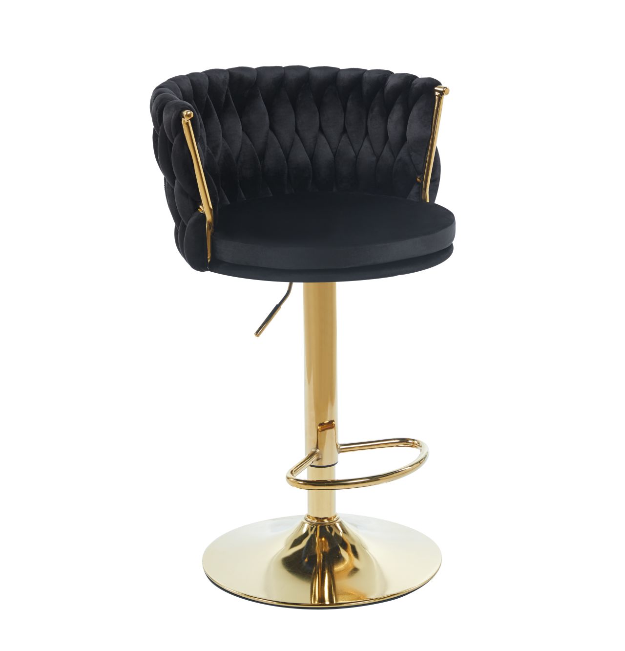 Velours-Barhocker (Velvet), schwarz – goldenes Gestell H4