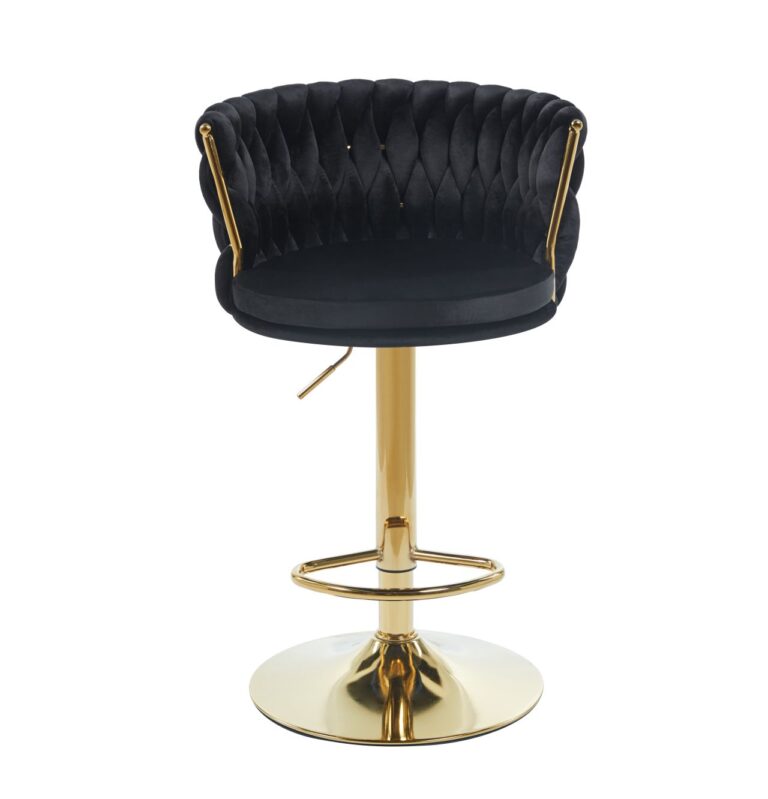 Velours-Barhocker (Velvet), schwarz – goldenes Gestell H4