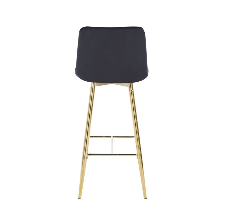 Black Velvet Bar Stool - Gold Frame H2