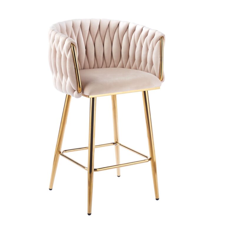Beige Velvet Bar Stool - Riviera 06 H7