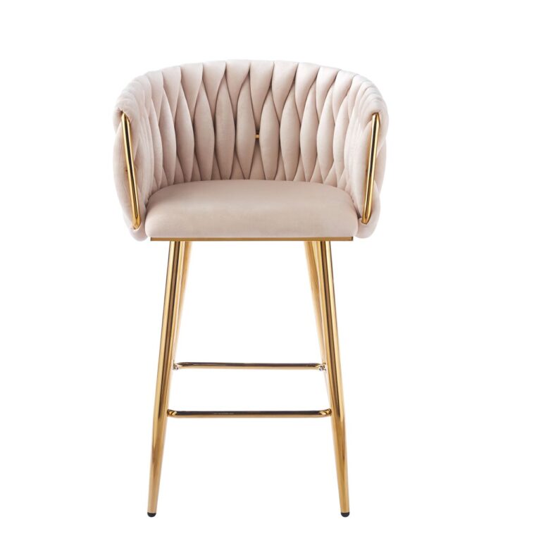 Beige Velvet Bar Stool - Riviera 06 H7