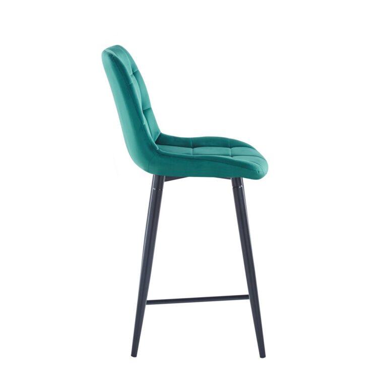 Green Velvet Bar Stool - Black Frame H1