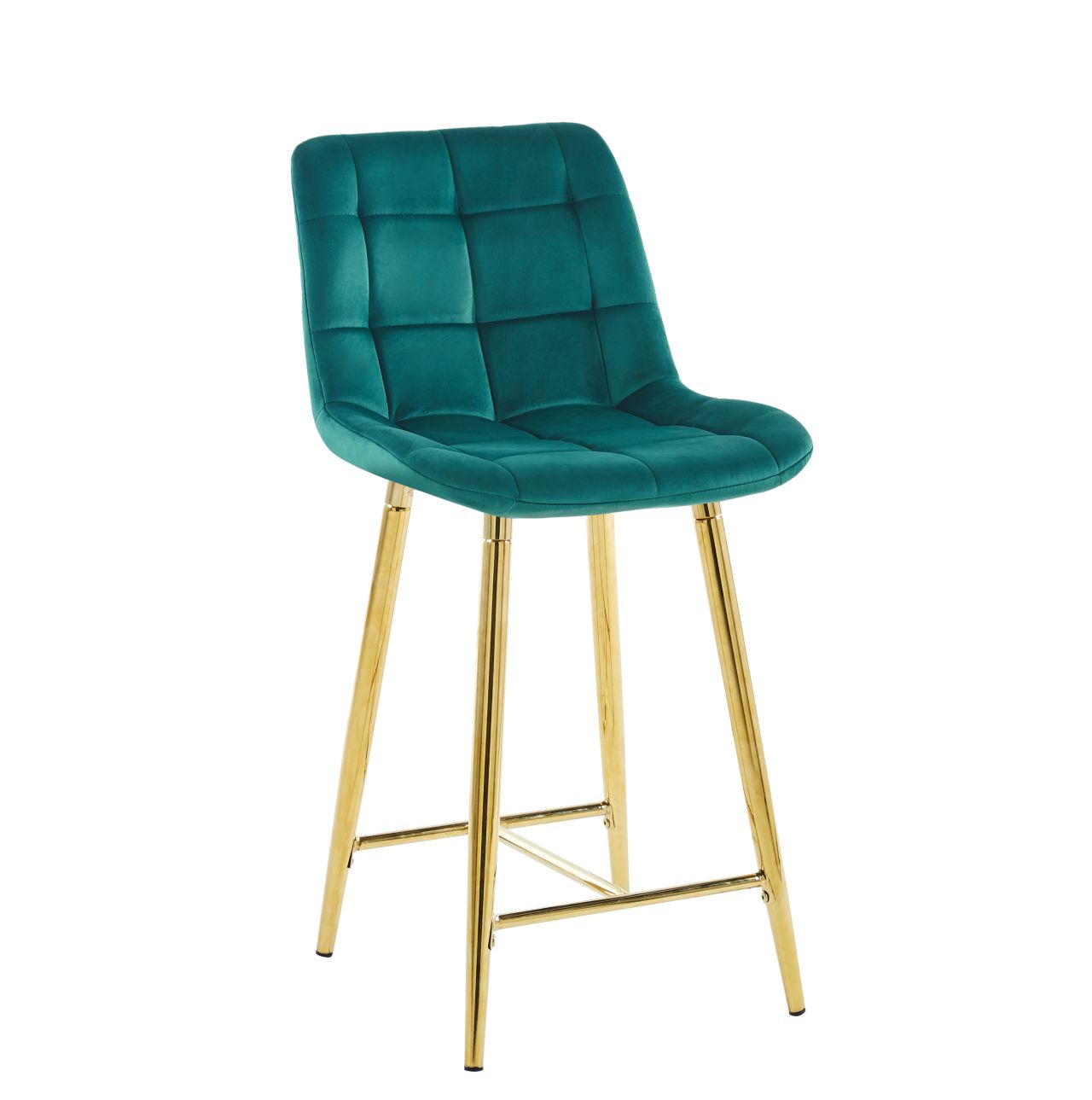 Velours-Barhocker (Velvet) grün – goldfarbenes Gestell H1
