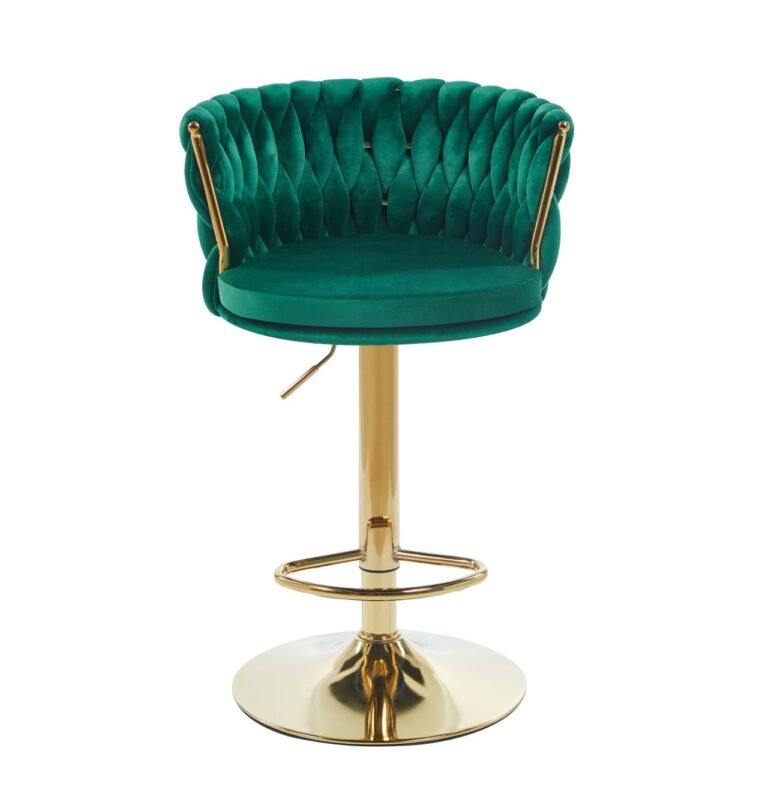 Velours-Barhocker (Velvet) grün – goldfarbenes Gestell H4