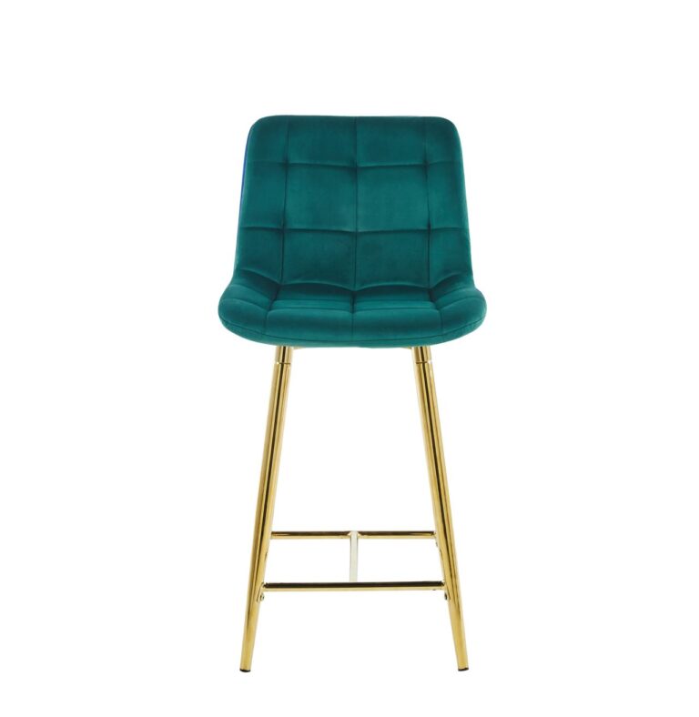 Velours-Barhocker (Velvet) grün – goldfarbenes Gestell H1