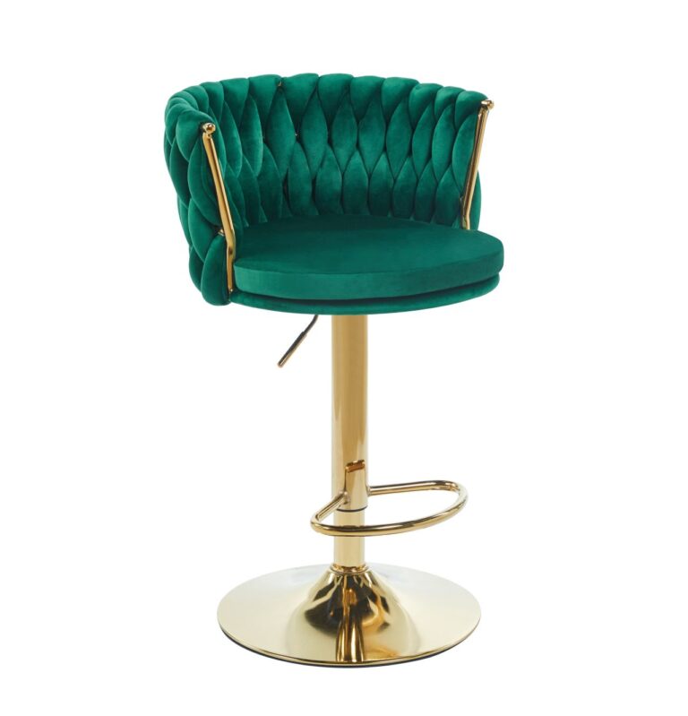 Velours-Barhocker (Velvet) grün – goldfarbenes Gestell H4