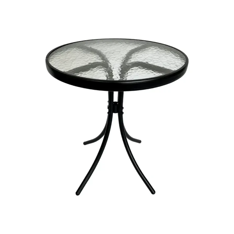 The stylish 60-cm Terni table with a tempered glass top, perfect for both indoor and outdoor use